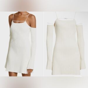 Mach and Mach Crystal Bow white mini dress